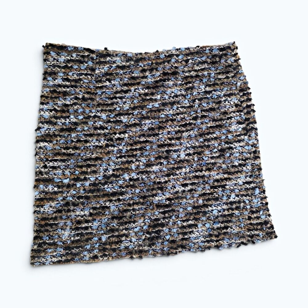 THML Multicolor Stripe Tweed Mini Short Skirt Lined Size M Zip Closure